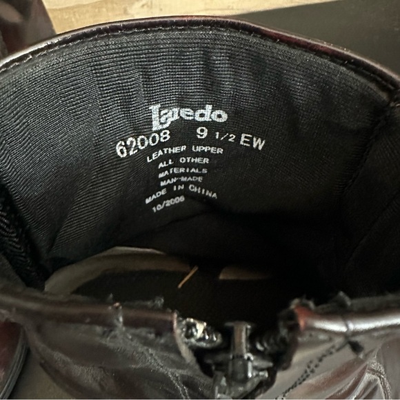 Laredo Long Haul Leather Black Cherry Zip Short Western Boot 62008 Men Sz 9.5 EW - Picture 9 of 9